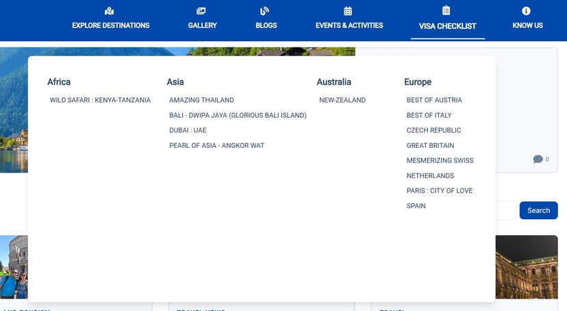 Instant Visa Checklist feature