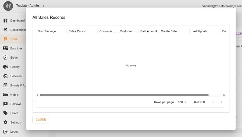 Sales Records & CRUD feature