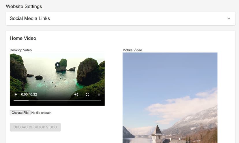 Website Settings feature