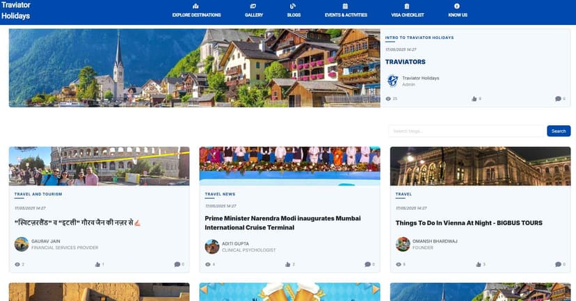 Travel Blogs feature